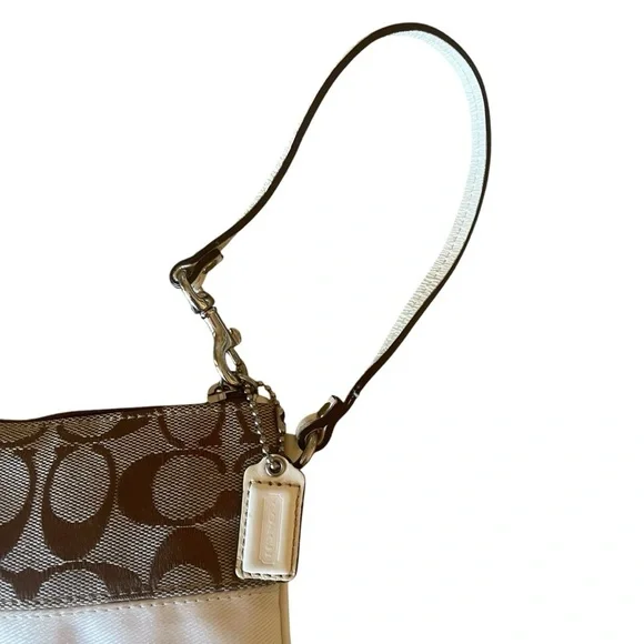 Coach Wristlet Coin Purse Cream and Brown Canvas - Picture 2 of 10